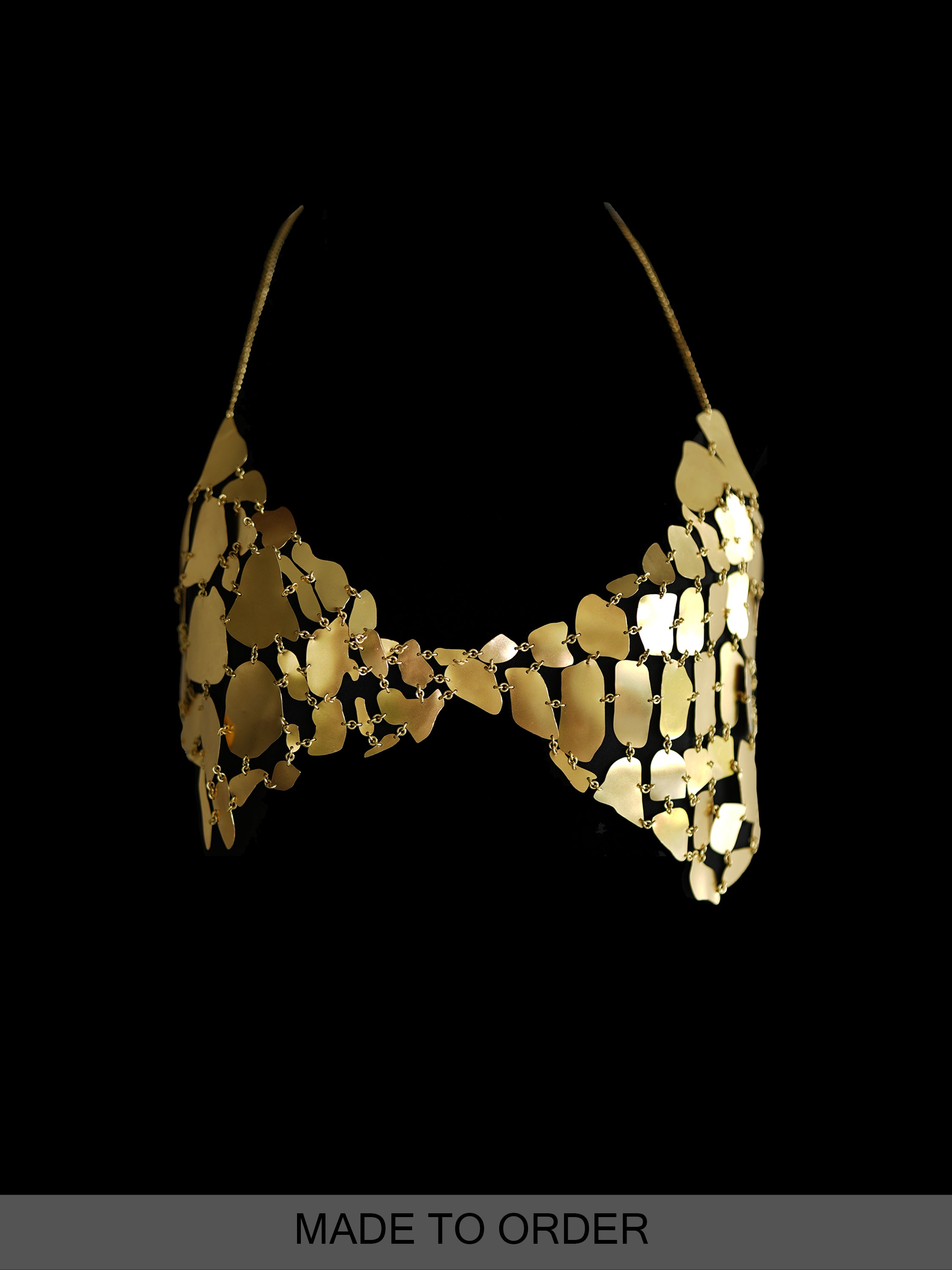 Rhia Croc Gold Tone Chain Mail Bralette