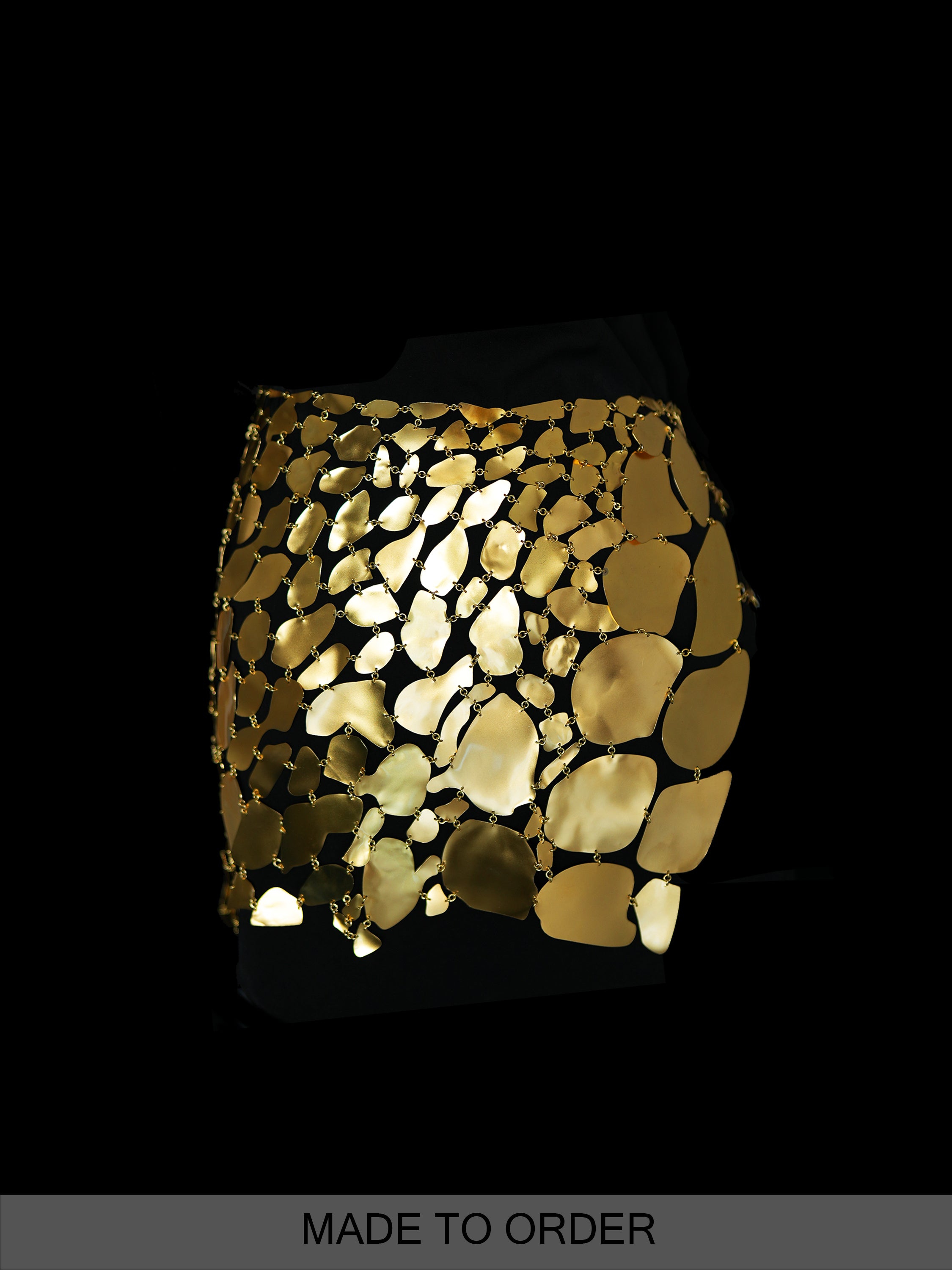 Rhia Croc Gold Tone Chain Mail Skirt